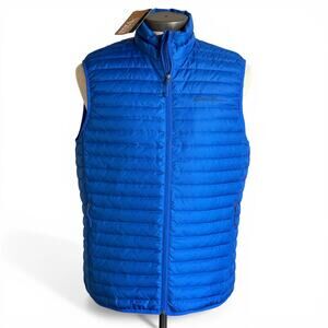 Eddie Bauer Microlight Down Vest Men’s Medium Blue 650 Fill Packable Puffer NWT